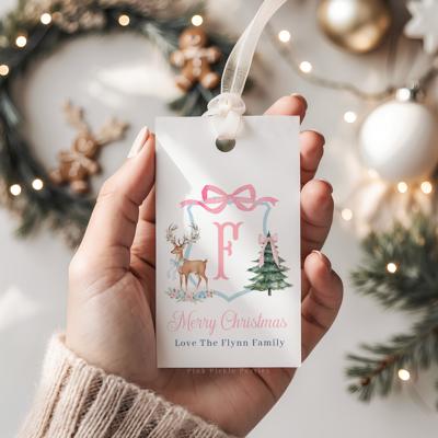 Family Crest Personalized Christmas Gift Tags | Preppy Christmas Tags