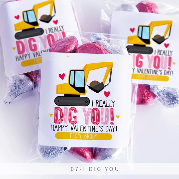 Personalized Valentine's Day Party Stickers with Treat Bags Valentine's Labels  | Set of 24