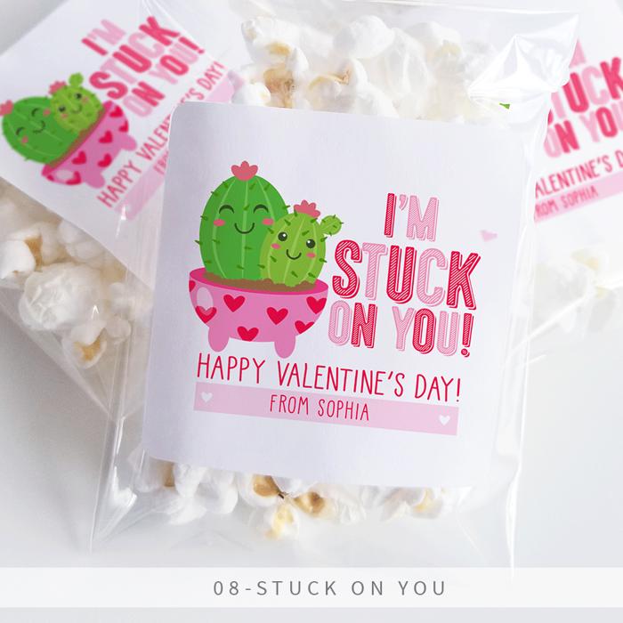 Personalized Valentine's Day Party Stickers with Treat Bags Valentine's Labels  | Set of 24