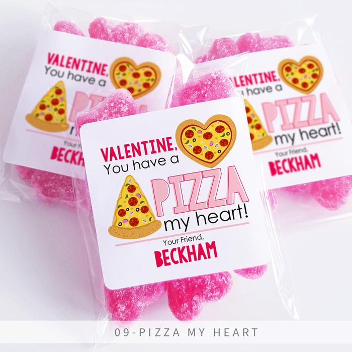 Personalized Valentine's Day Party Stickers with Treat Bags Valentine's Labels  | Set of 24