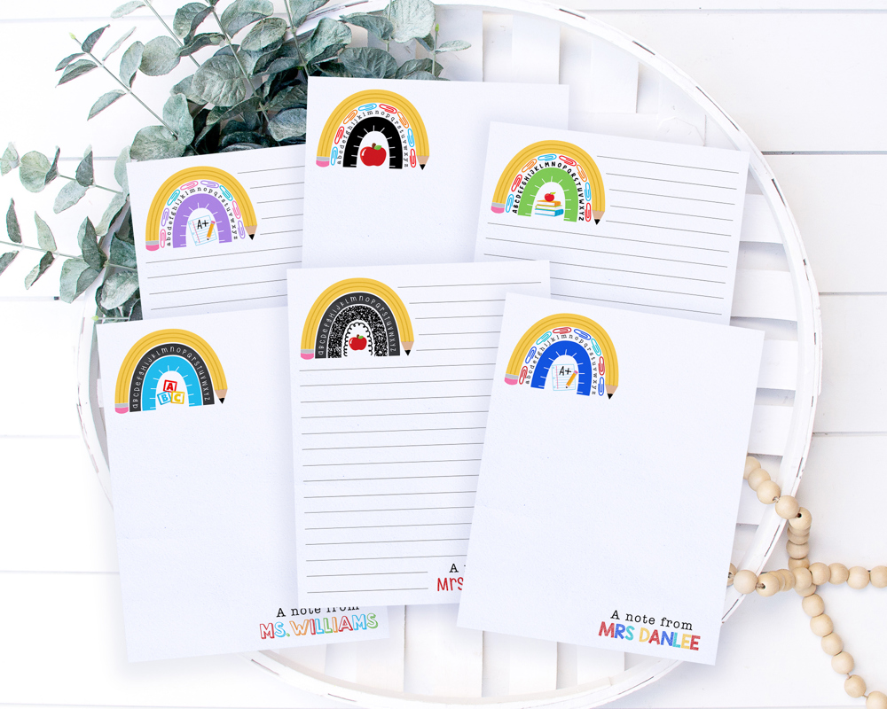 Personalized Teacher Notepad | School Rainbow Notepad | Teacher Gift | FREE SHIPPING