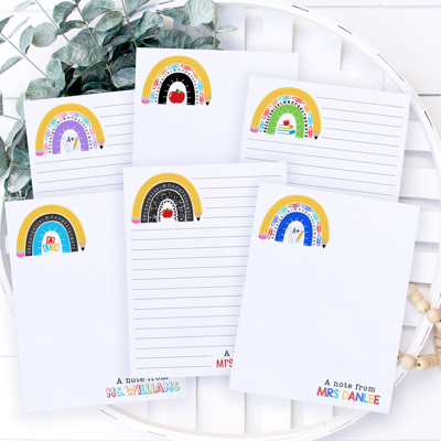 Personalized Teacher Notepad | School Rainbow Notepad | Teacher Gift | FREE SHIPPING