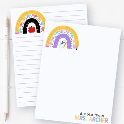 Personalized Teacher Notepad | School Rainbow Notepad | Back to School Teacher Appreciation Gift