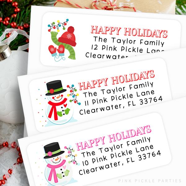 Christmas Address Labels | Personalized Return Address Stickers | Set of 60 | FREE SHIPPING