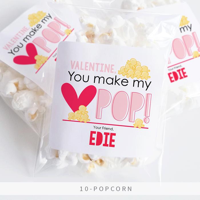 Personalized Valentine's Day Party Stickers with Treat Bags Valentine's Labels  | Set of 24