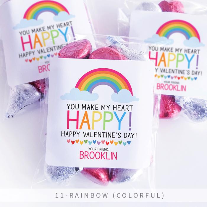 Personalized Valentine's Day Party Stickers with Treat Bags Valentine's Labels  | Set of 24