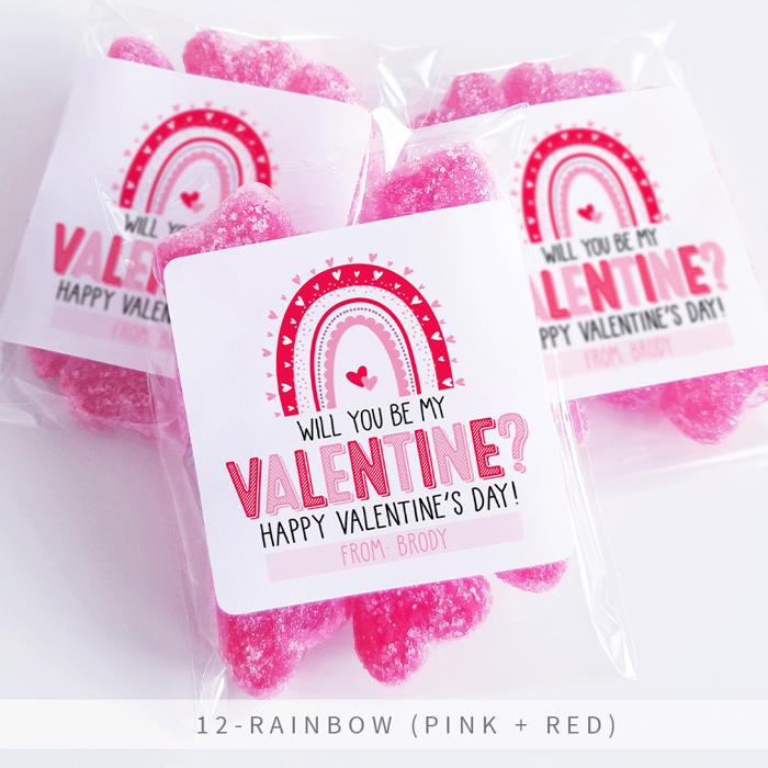 Personalized Valentine's Day Party Stickers with Treat Bags Valentine's Labels  | Set of 24