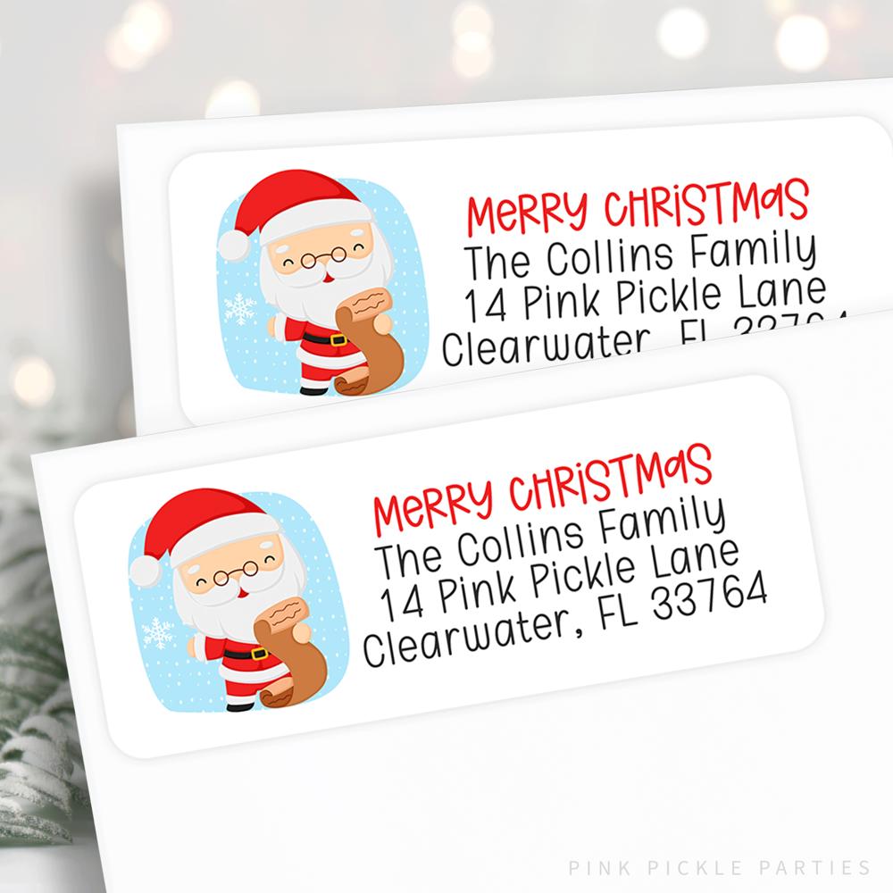 Christmas Address Labels | Personalized Return Address Stickers | Set of 60 | FREE SHIPPING