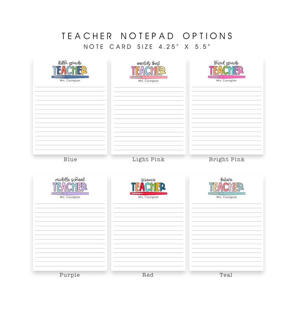 Personalized Teacher Notepad | Flair Pen Notepad | Teacher Gift | FREE SHIPPING