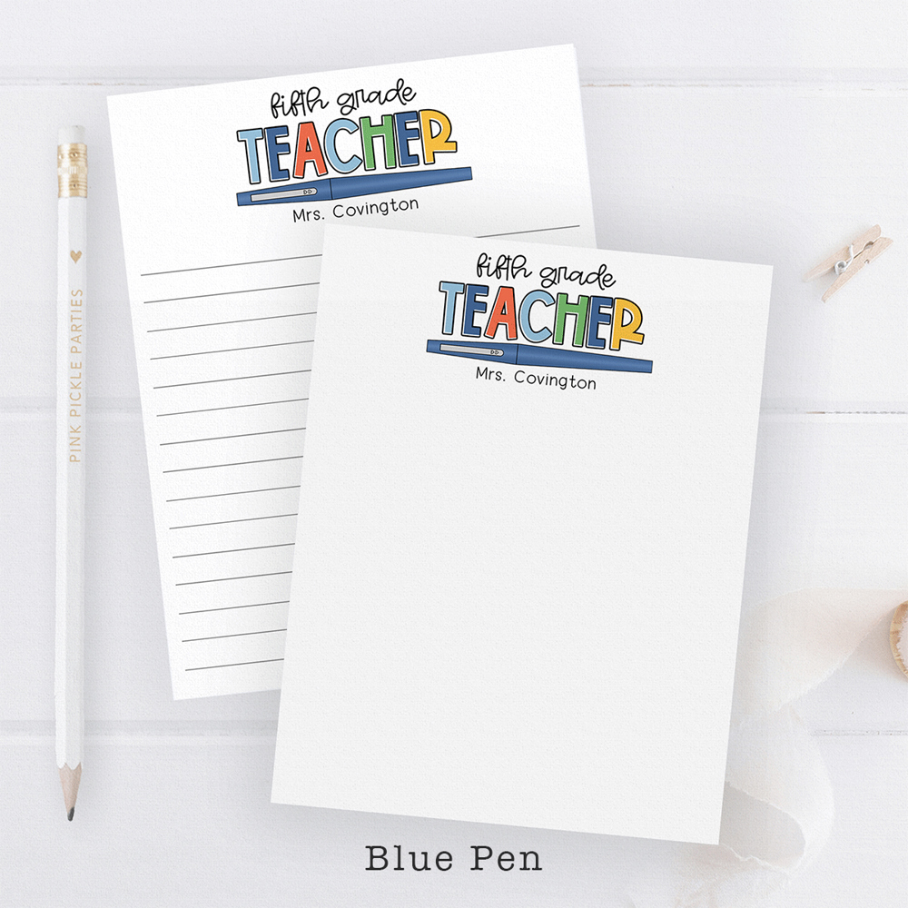 Personalized Teacher Notepad | Flair Pen Notepad | Teacher Gift | FREE SHIPPING