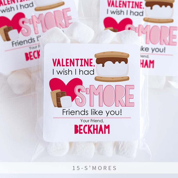 Personalized Valentine's Day Party Stickers with Treat Bags Valentine's Labels  | Set of 24