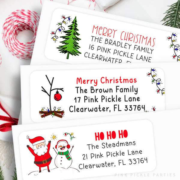 Christmas Address Labels | Personalized Return Address Stickers | Set of 60 | FREE SHIPPING