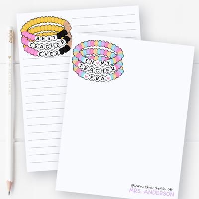 Personalized Teacher Notepad | Friendship Bracelet Teacher Notepad | Back to School Teacher Appreciation Gift