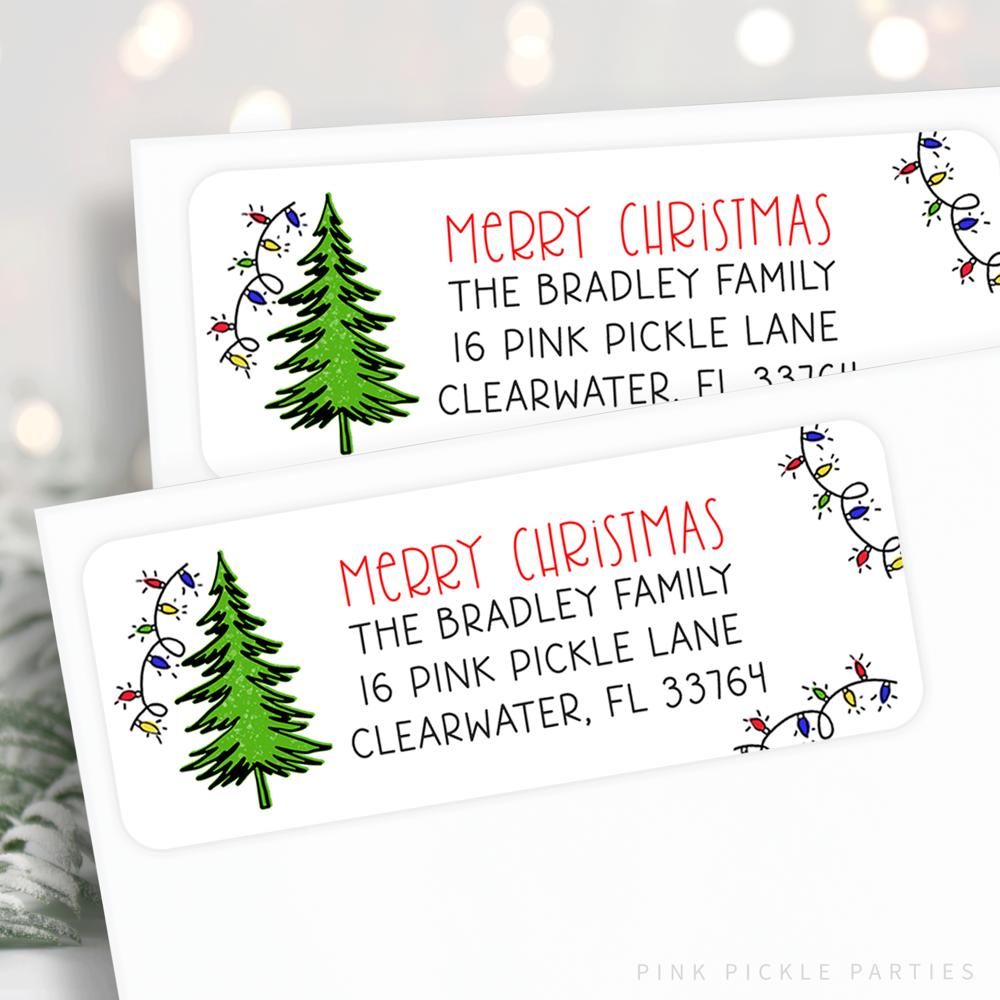 Christmas Address Labels | Personalized Return Address Stickers | Set of 60 | FREE SHIPPING