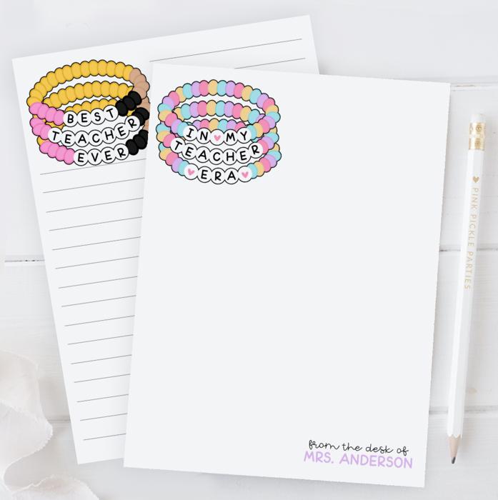 Personalized Teacher Notepad | Friendship Bracelet Teacher Notepad | Back to School Teacher Appreciation Gift