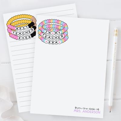 Personalized Teacher Notepad | Friendship Bracelet Teacher Notepad | Back to School Teacher Appreciation Gift