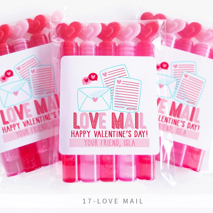 Personalized Valentine's Day Party Stickers with Treat Bags Valentine's Labels  | Set of 24