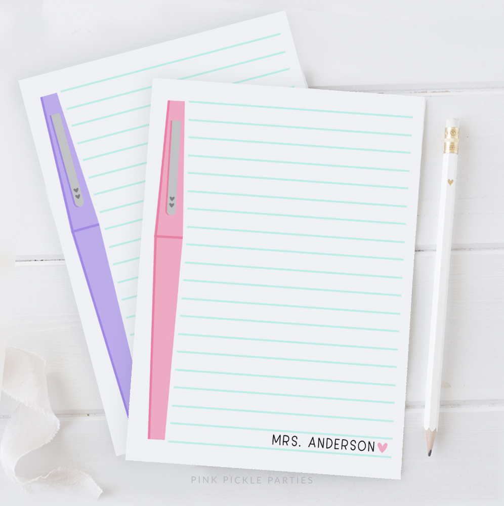 Personalized Teacher Notepad | Flair Pen Notepad | Teacher Gift