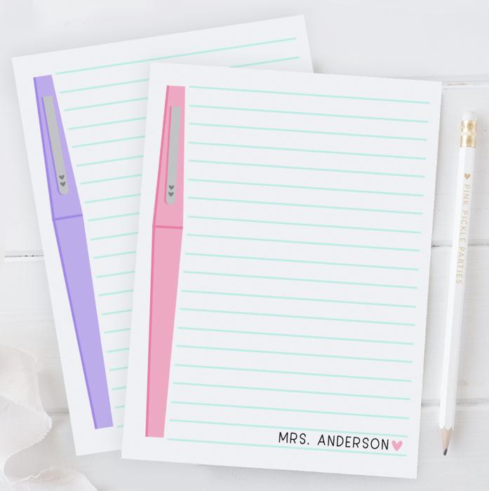 Personalized Teacher Notepad | Flair Pen Notepad | Back to School Teacher Appreciation Gift