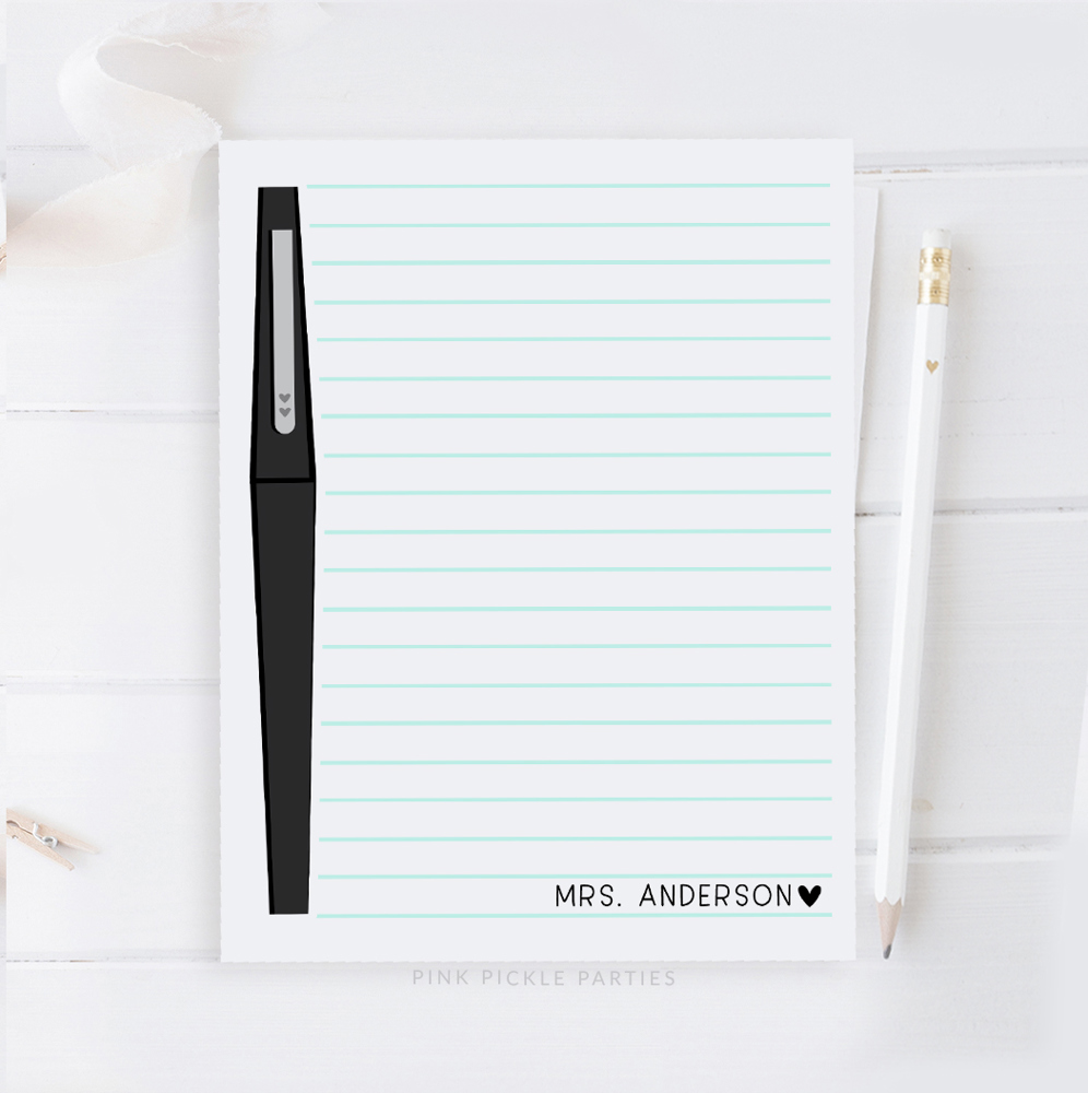 Personalized Teacher Notepad | Flair Pen Notepad | Teacher Gift