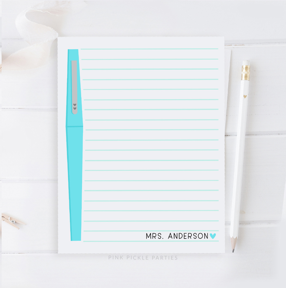 Personalized Teacher Notepad | Flair Pen Notepad | Teacher Gift