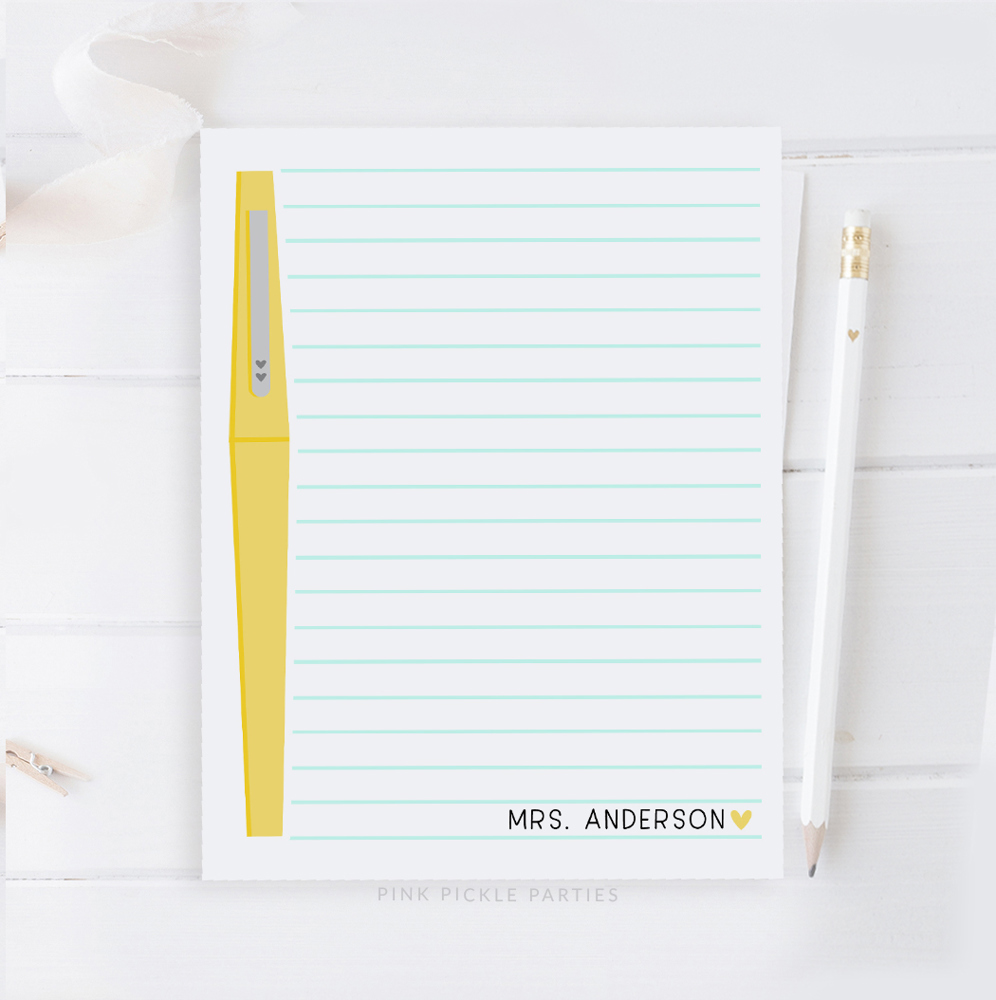 Personalized Teacher Notepad | Flair Pen Notepad | Teacher Gift