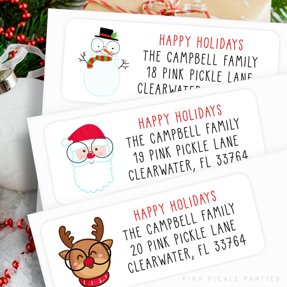 Christmas Address Labels | Personalized Return Address Stickers | Set of 60 | FREE SHIPPING