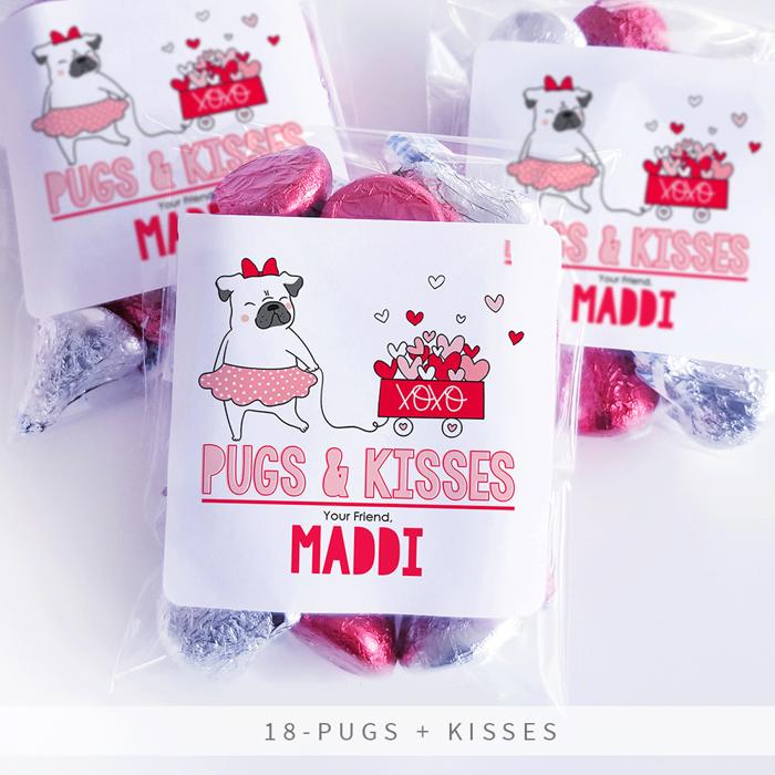 Personalized Valentine's Day Party Stickers with Treat Bags Valentine's Labels  | Set of 24