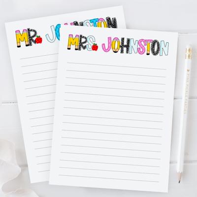 Personalized Teacher Notepad  | Back to School Teacher Appreciation Gift
