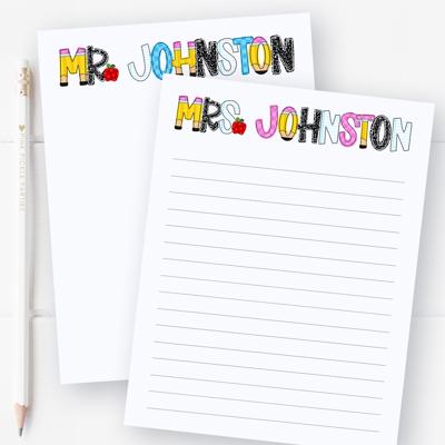 Personalized Teacher Notepad  | Back to School Teacher Appreciation Gift
