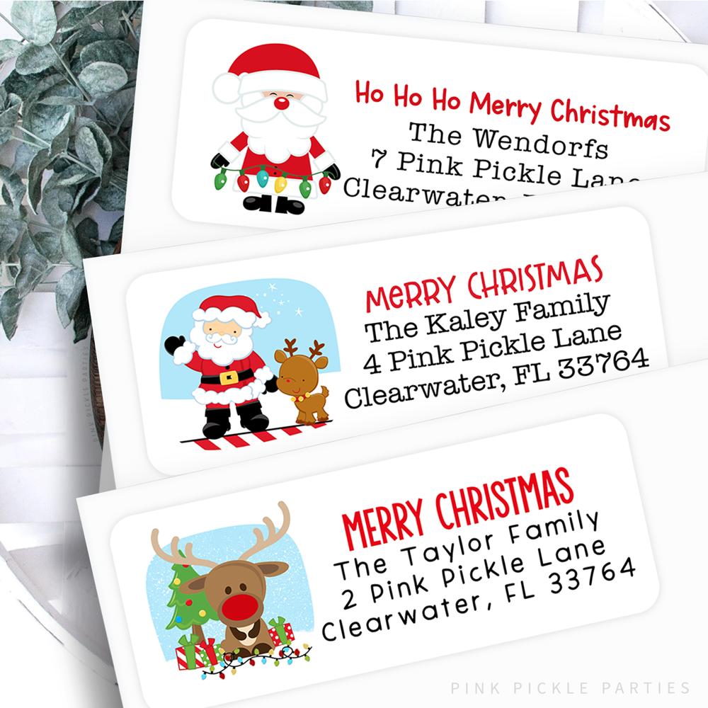 Christmas Address Labels | Personalized Return Address Stickers | Set of 60 | FREE SHIPPING