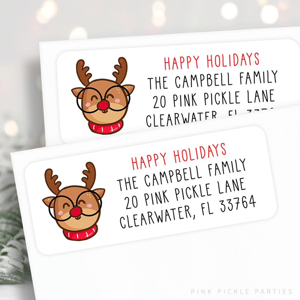 Christmas Address Labels | Personalized Return Address Stickers | Set of 60 | FREE SHIPPING