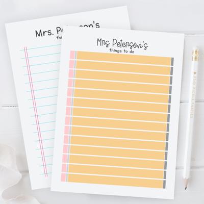 Personalized Teacher Notepad | Pencil & Paper Teacher Notepad | Back to School Teacher Appreciation Gift