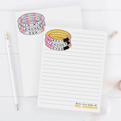 Personalized Teacher Notepad | Friendship Bracelet Teacher Era Swiftie Notepad | Teacher Gift | FREE SHIPPING