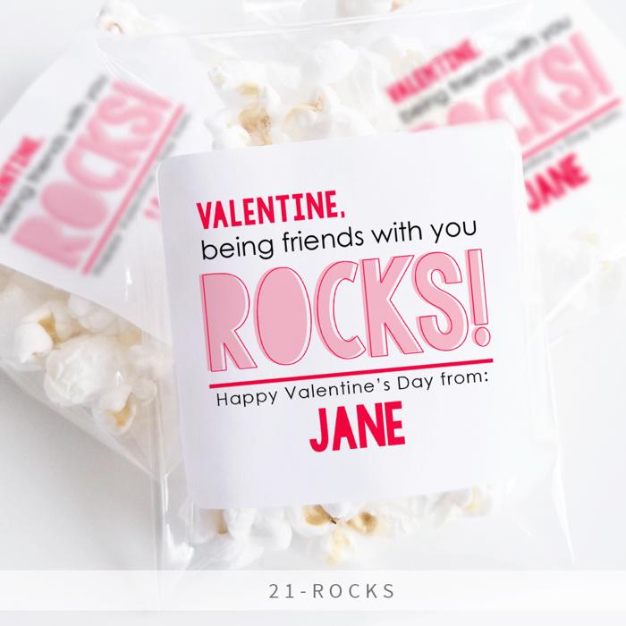 Personalized Valentine's Day Party Stickers with Treat Bags Valentine's Labels  | Set of 24