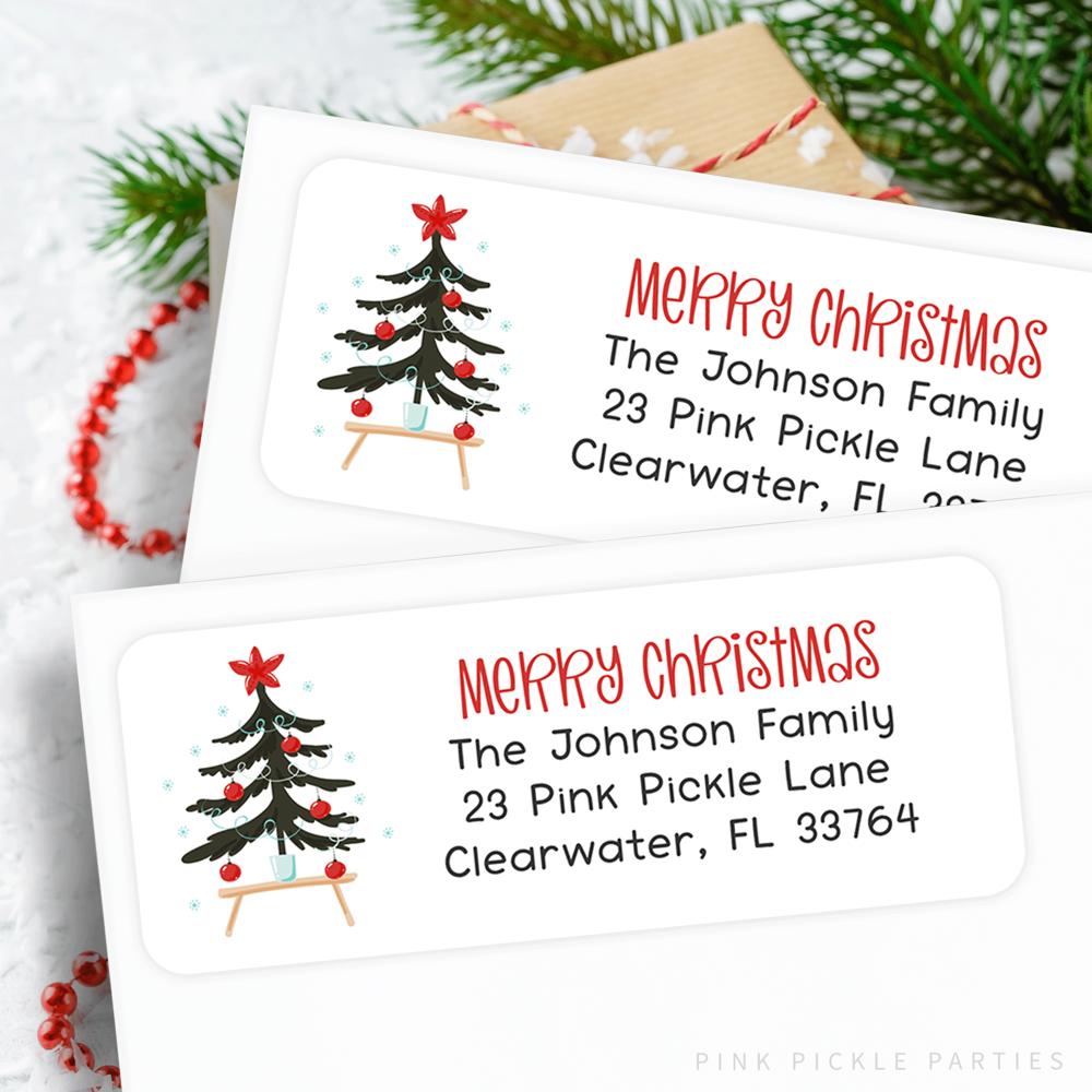 Christmas Address Labels | Personalized Return Address Stickers | Set of 60 | FREE SHIPPING