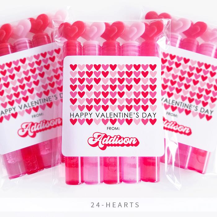 Personalized Valentine's Day Party Stickers with Treat Bags Valentine's Labels  | Set of 24