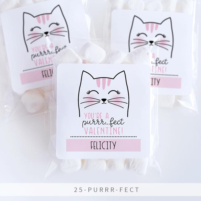 Personalized Valentine's Day Party Stickers with Treat Bags Valentine's Labels  | Set of 24