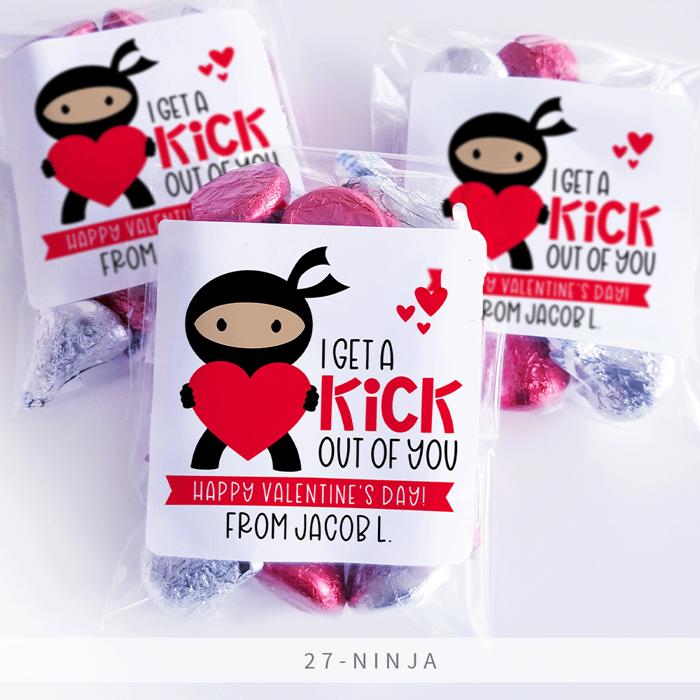 Personalized Valentine's Day Party Stickers with Treat Bags Valentine's Labels  | Set of 24