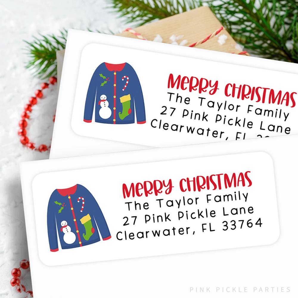 Christmas Address Labels | Personalized Return Address Stickers | Set of 60 | FREE SHIPPING