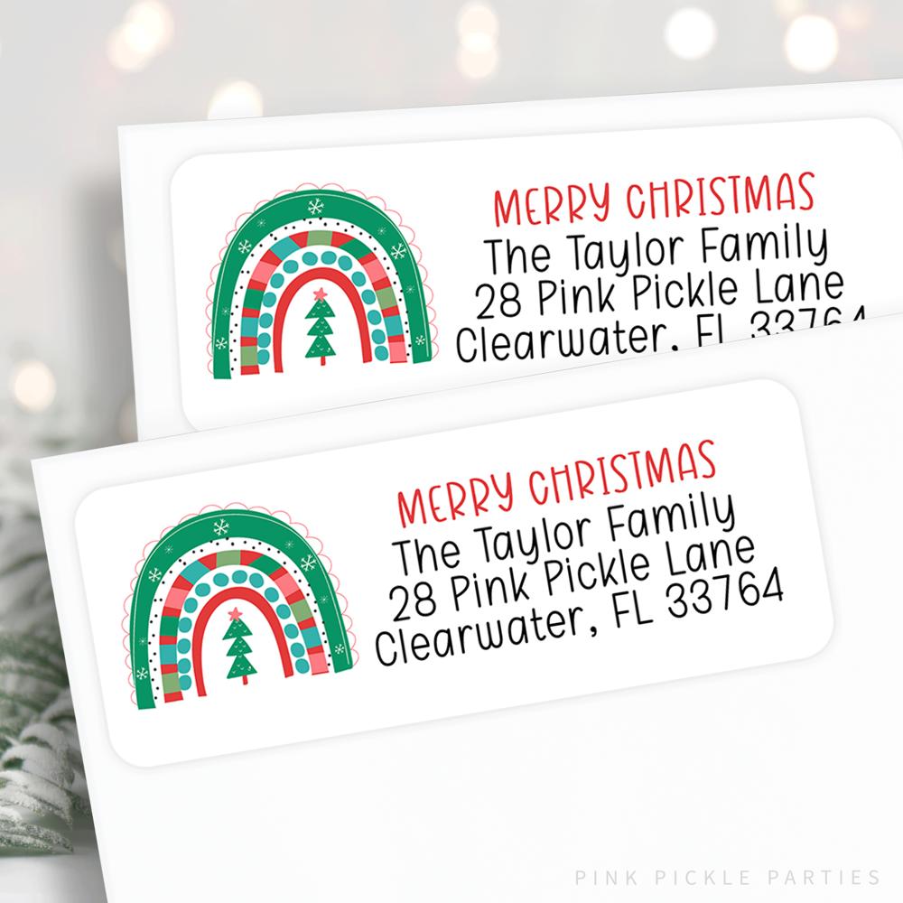 Christmas Address Labels | Personalized Return Address Stickers | Set of 60 | FREE SHIPPING