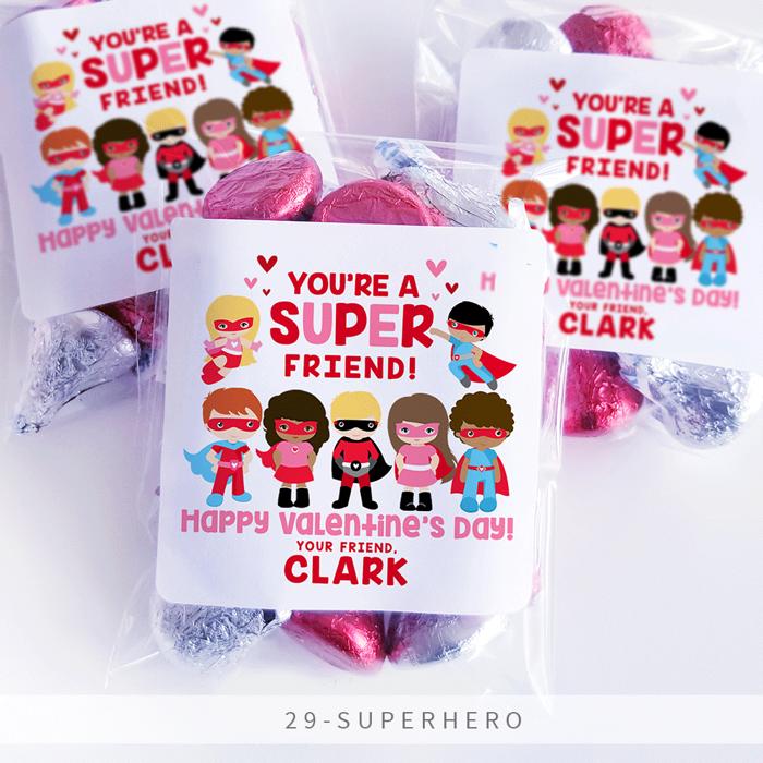 Personalized Valentine's Day Party Stickers with Treat Bags Valentine's Labels  | Set of 24