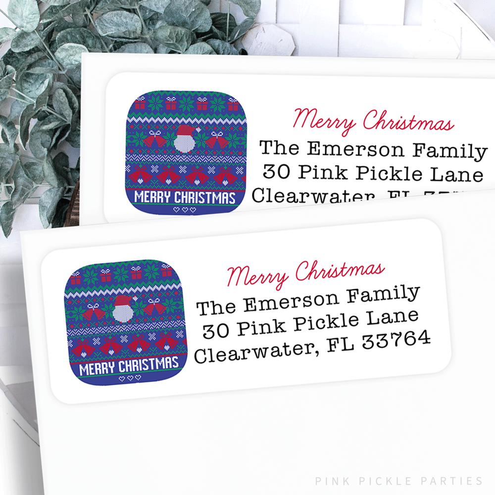 Christmas Address Labels | Personalized Return Address Stickers | Set of 60 | FREE SHIPPING