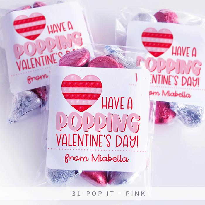 Personalized Valentine's Day Party Stickers with Treat Bags Valentine's Labels  | Set of 24