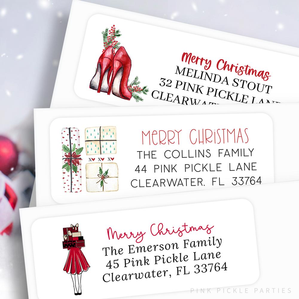 Christmas Address Labels | Personalized Return Address Stickers | Set of 60 | FREE SHIPPING