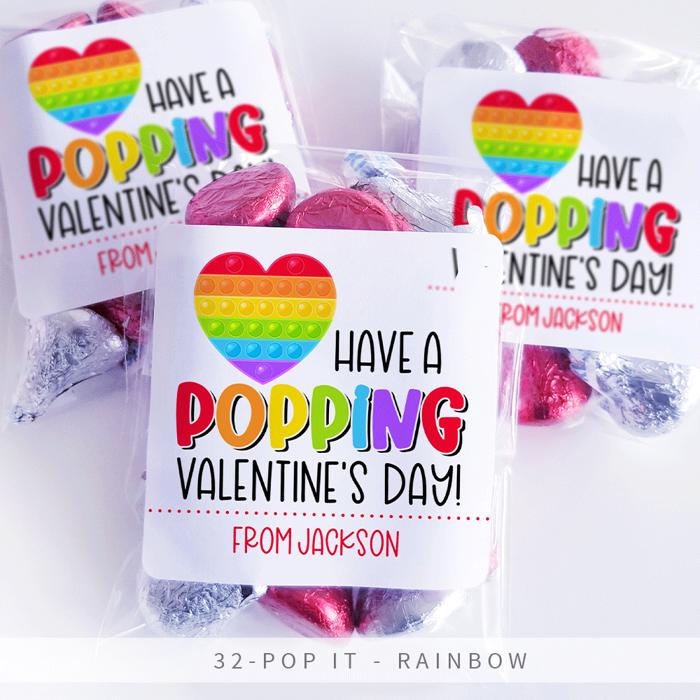 Personalized Valentine's Day Party Stickers with Treat Bags Valentine's Labels  | Set of 24