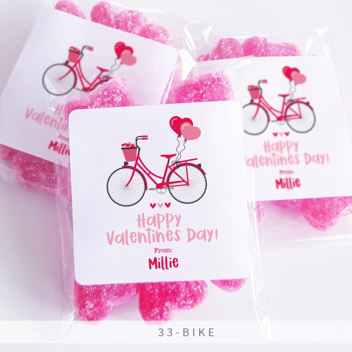 Personalized Valentine's Day Party Stickers with Treat Bags Valentine's Labels  | Set of 24