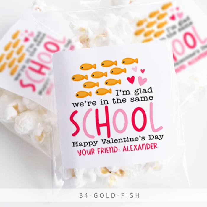 Personalized Valentine's Day Party Stickers with Treat Bags Valentine's Labels  | Set of 24