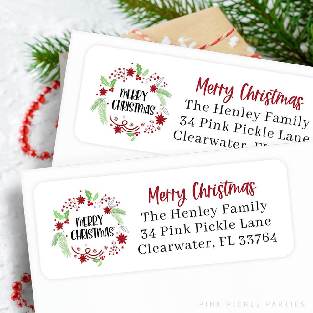 Christmas Address Labels | Personalized Return Address Stickers | Set of 60 | FREE SHIPPING