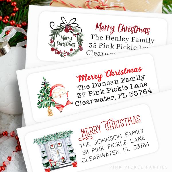 Christmas Address Labels | Personalized Return Address Stickers | Set of 60 | FREE SHIPPING